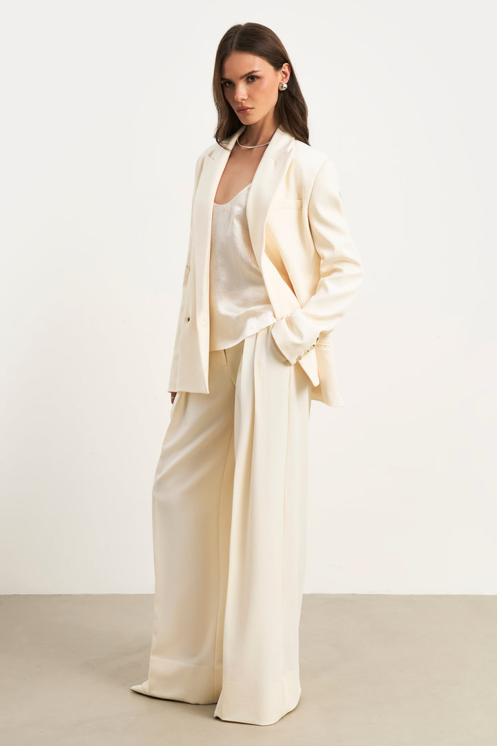 Sako s niskim strukom i dvostrukim kopčanjem - Krem