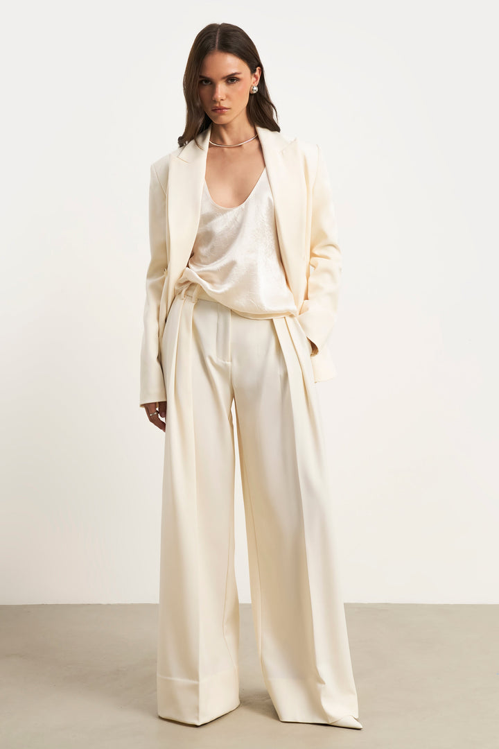 Sako s niskim strukom i dvostrukim kopčanjem - Krem