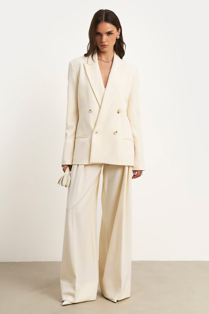 Sako s niskim strukom i dvostrukim kopčanjem - Krem