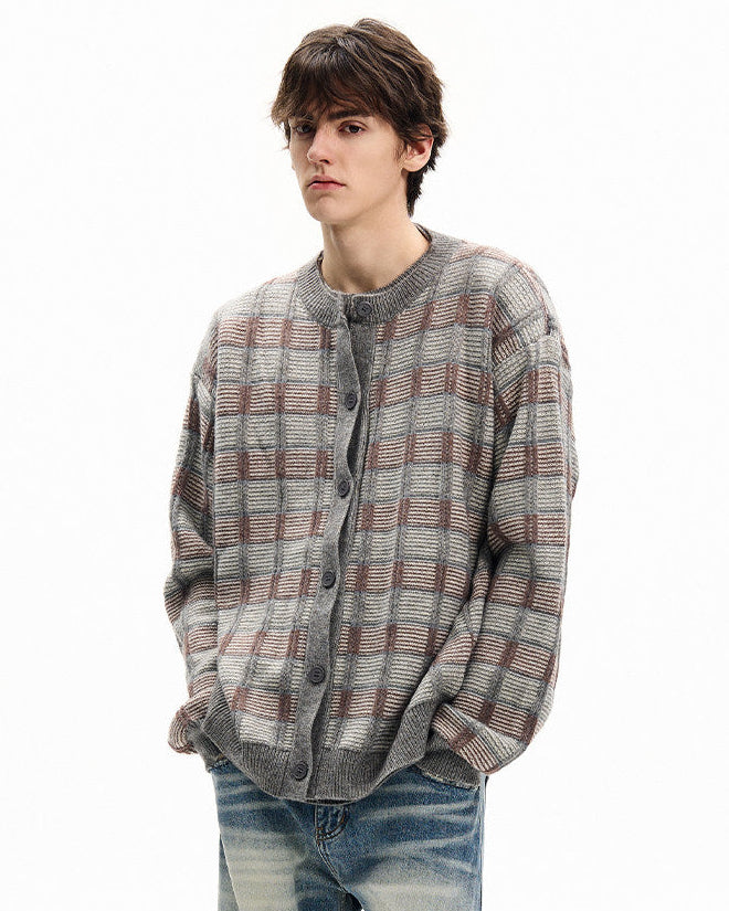 Karirani kardigan od vune 