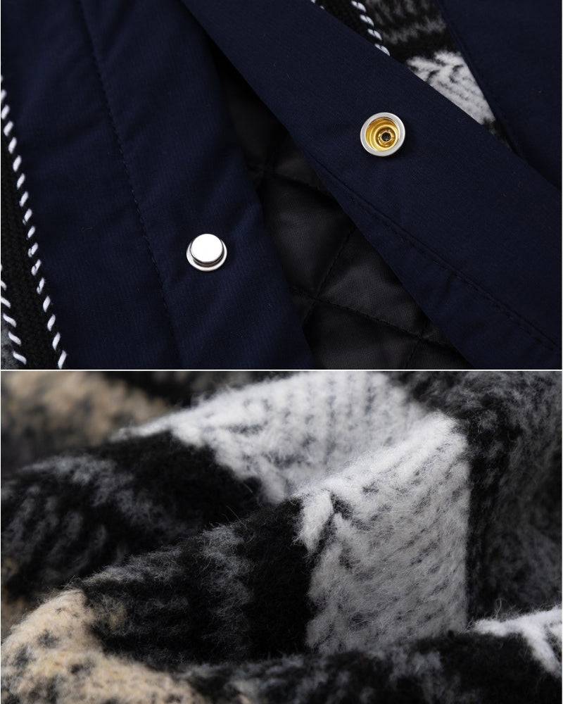 Prugasta Patchwork Jakna s Dugmadi