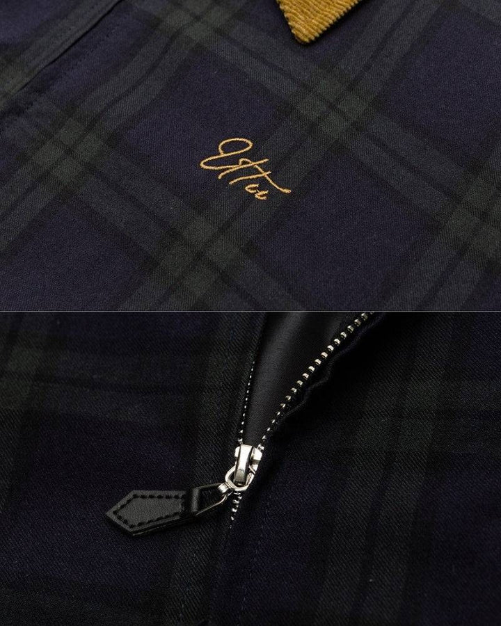 Karirana jakna s patentnim zatvaračem i ovratnikom od kordura