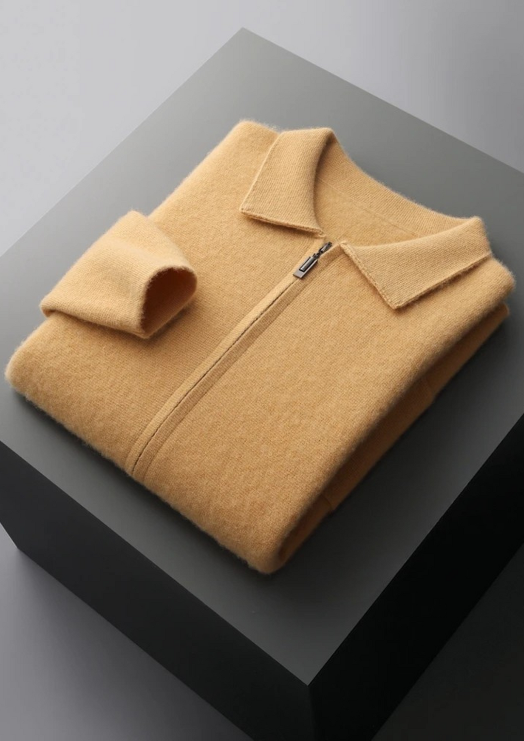 100% KASHMIR ZIP CARDIGAN