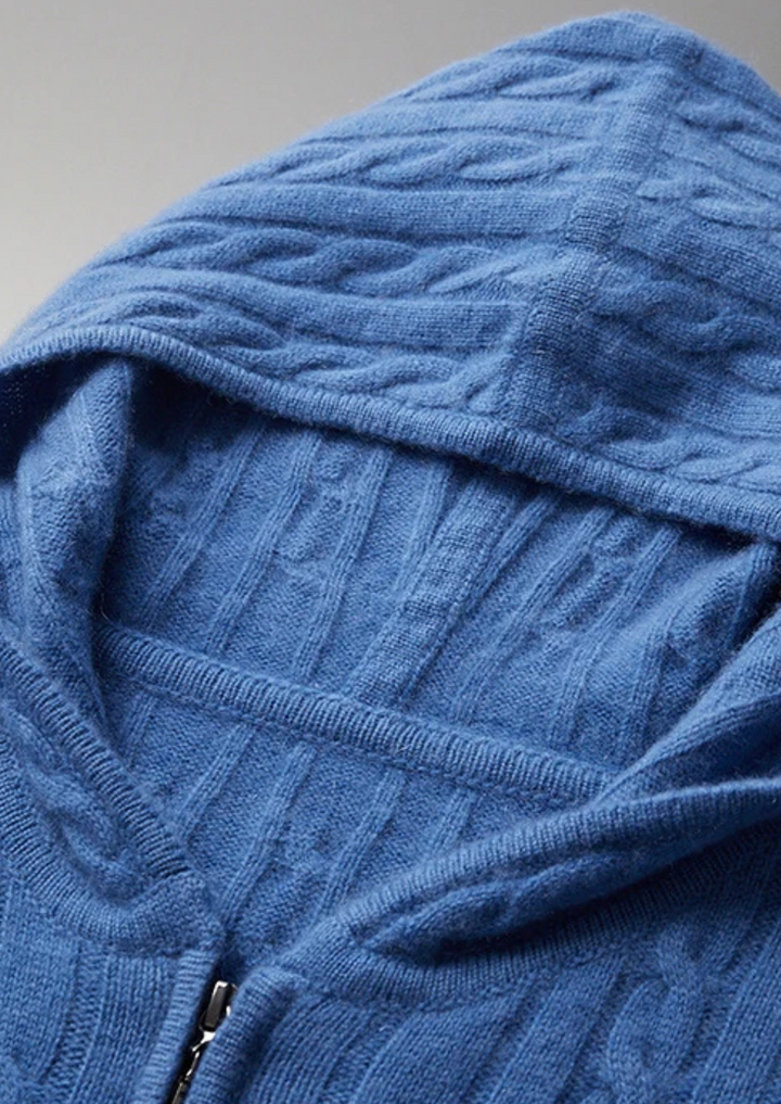 100% KAŠMIR PLETENI ZIP HUDICA