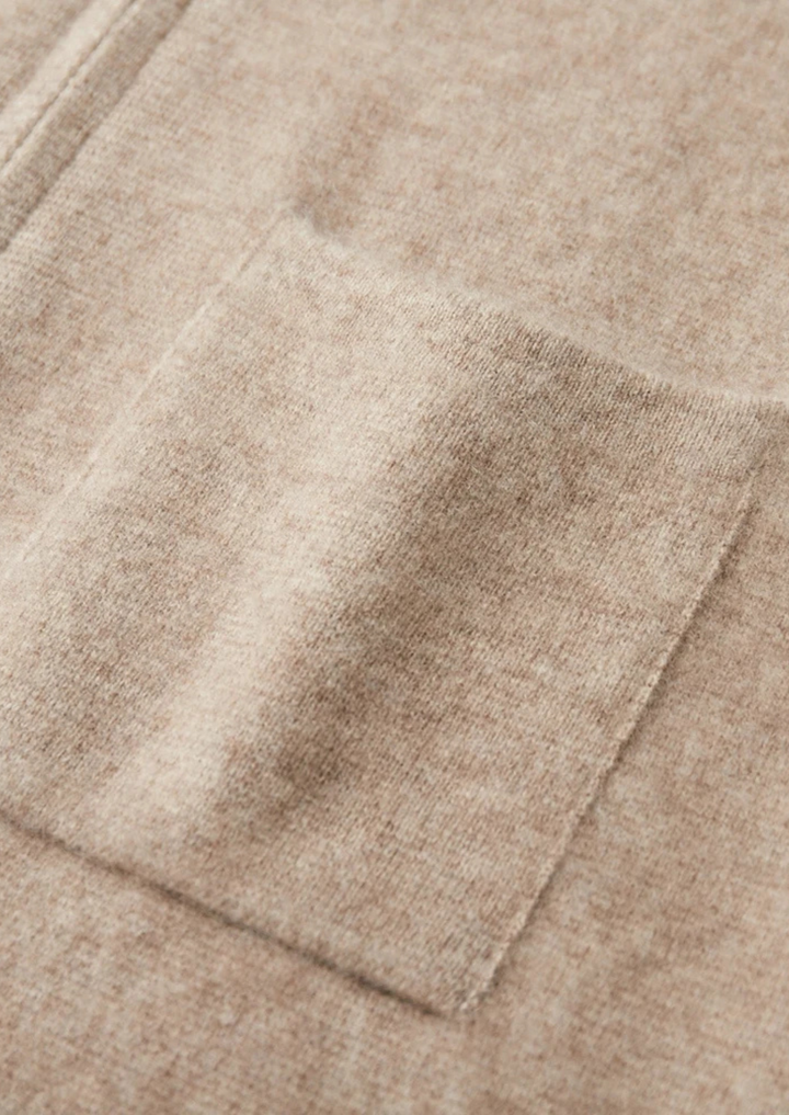 100% KASHMIR ZIP CARDIGAN
