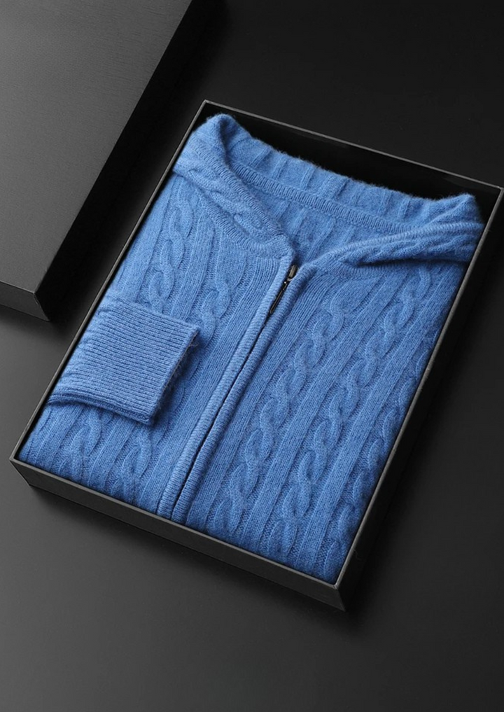 100% KAŠMIR PLETENI ZIP HUDICA