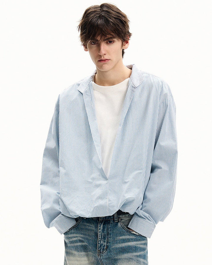 V-izrez pamukasti košulja s prugicama