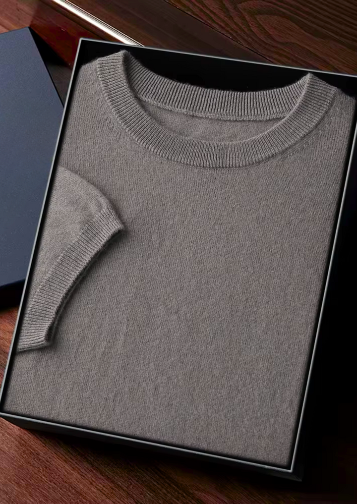 100% KASHMIR KLASIČNA MAJICA S KRAGNOM