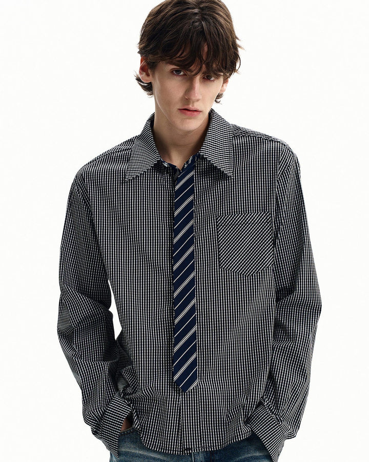 Fine Micro Cotton Grid Shirt