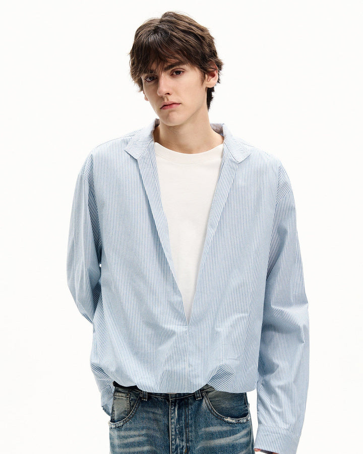 V-izrez pamukasti košulja s prugicama