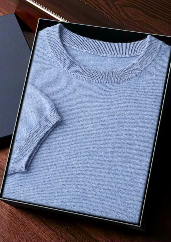 100% KASHMIR KLASIČNA MAJICA S KRAGNOM