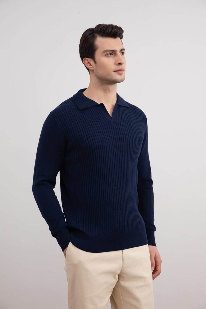 Plava Prugasta Otvorena Polo Majica