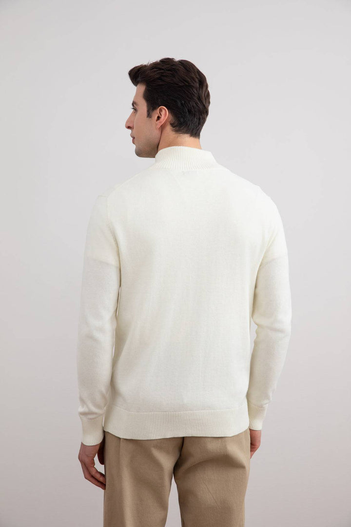 Klasični kardigan na patentni zatvarač prljavo bijele boje