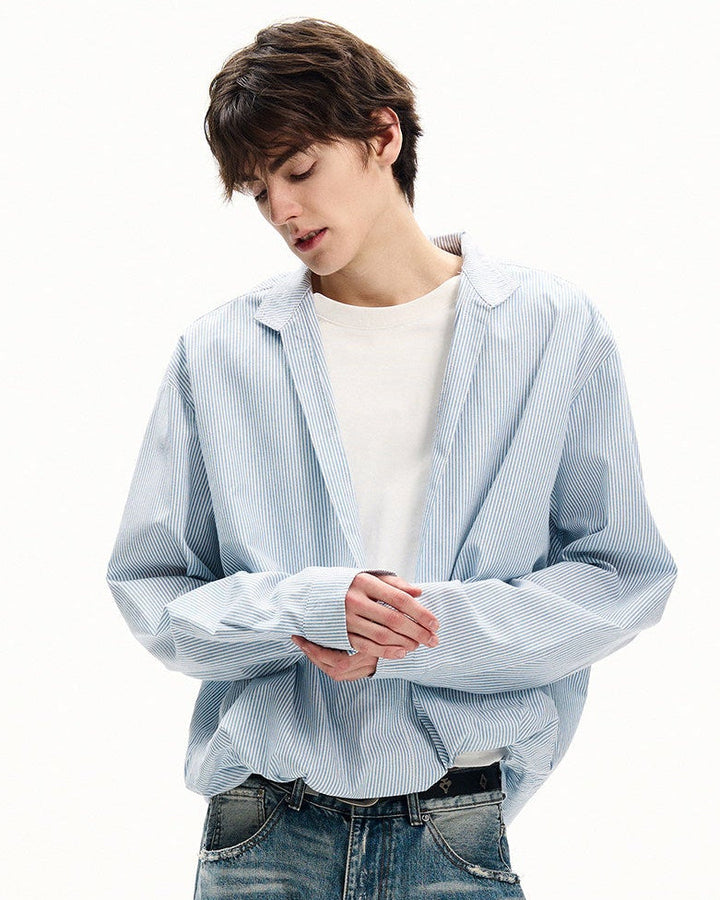 V-izrez pamukasti košulja s prugicama