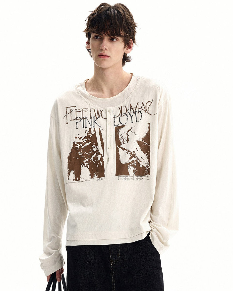 Pametna grafička Henley majica dugih rukava