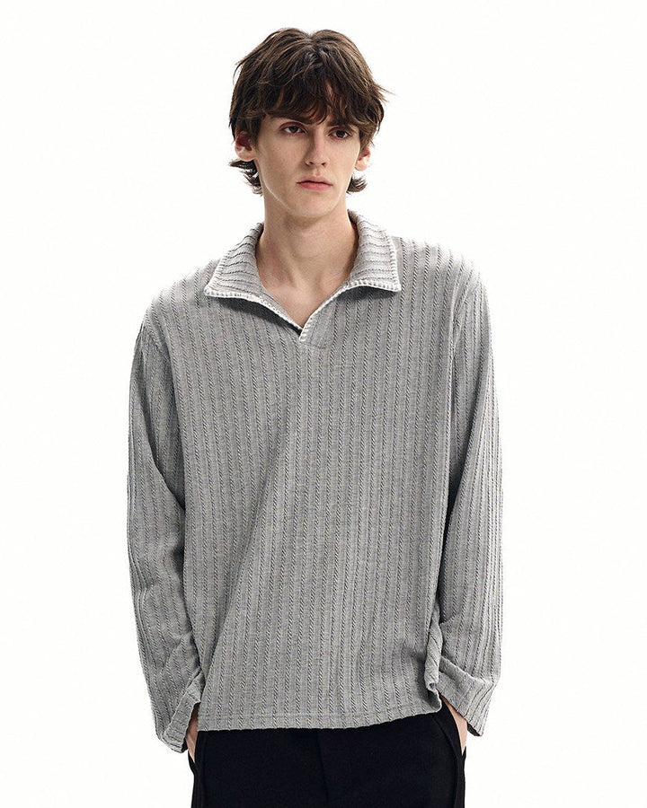 Polo majica s teksturiranim rebrastim pletenjem