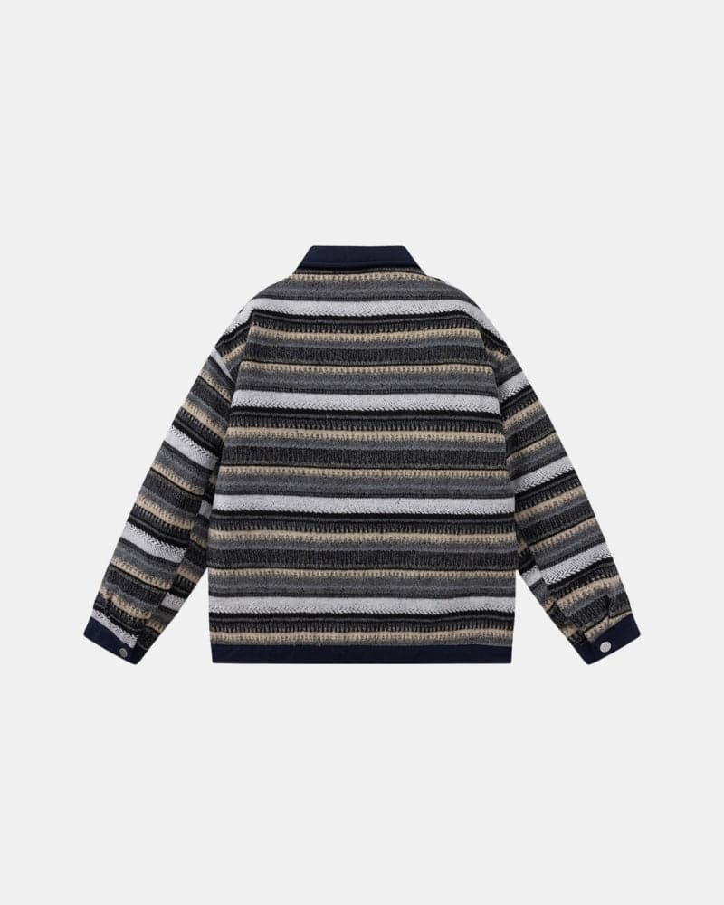 Prugasta Patchwork Jakna s Dugmadi