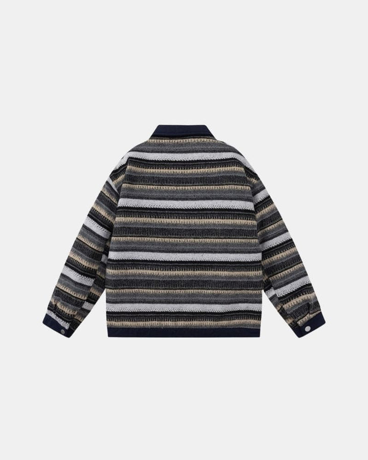 Prugasta Patchwork Jakna s Dugmadi