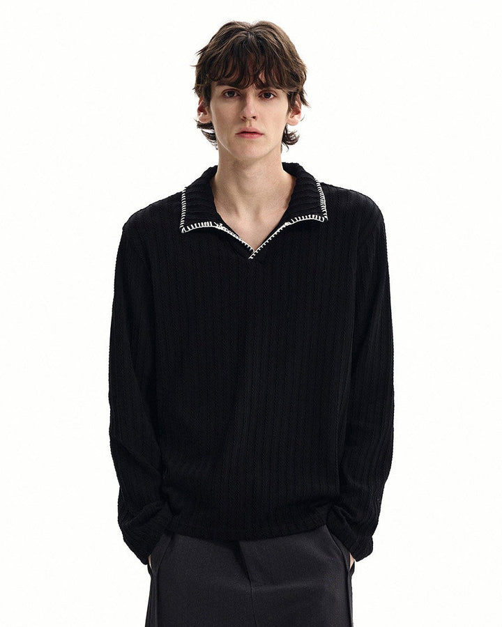 Polo majica s teksturiranim rebrastim pletenjem