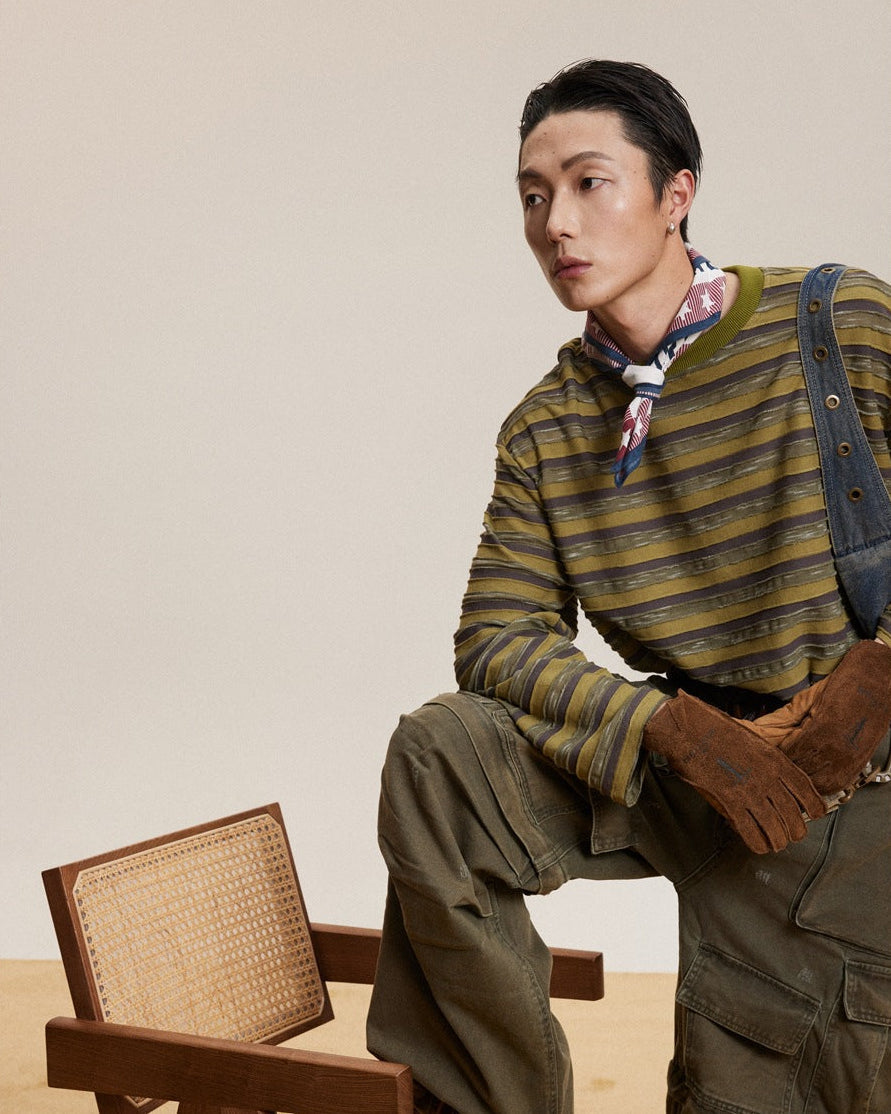 Driftline prugasti pleteni pulover 