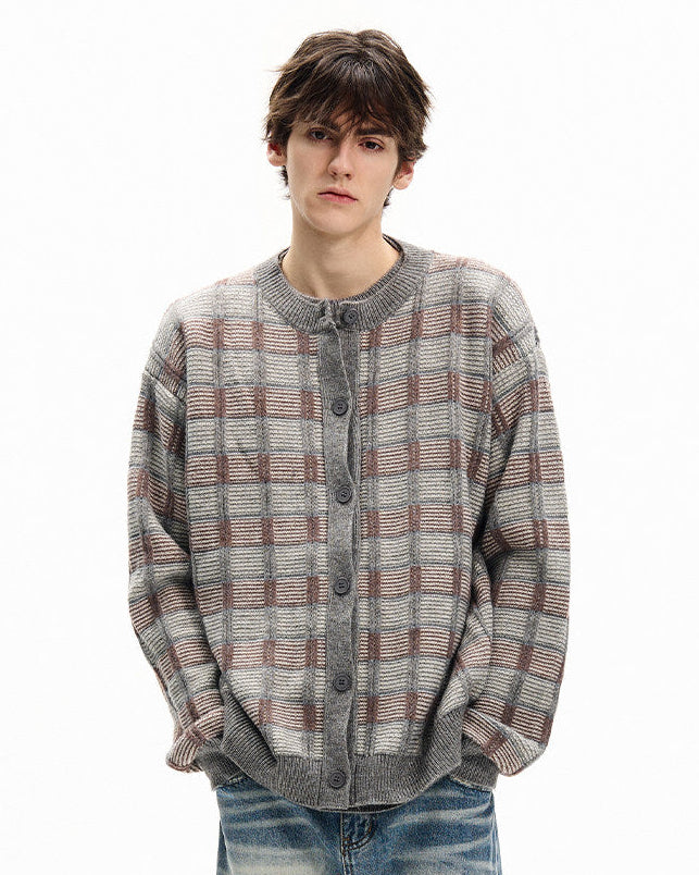 Karirani kardigan od vune 