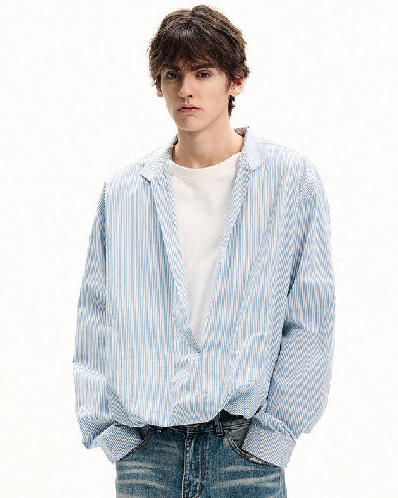 V-izrez pamukasti košulja s prugicama