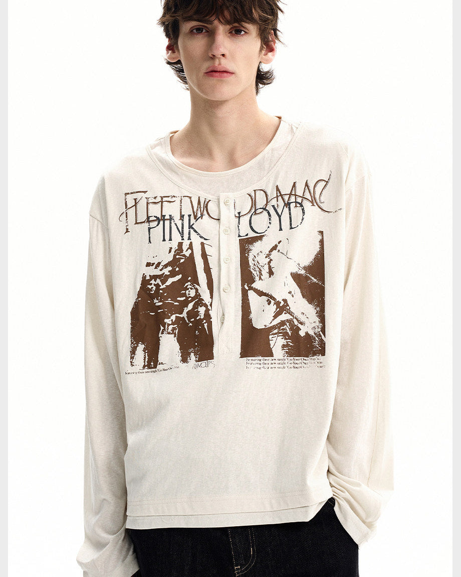 Pametna grafička Henley majica dugih rukava