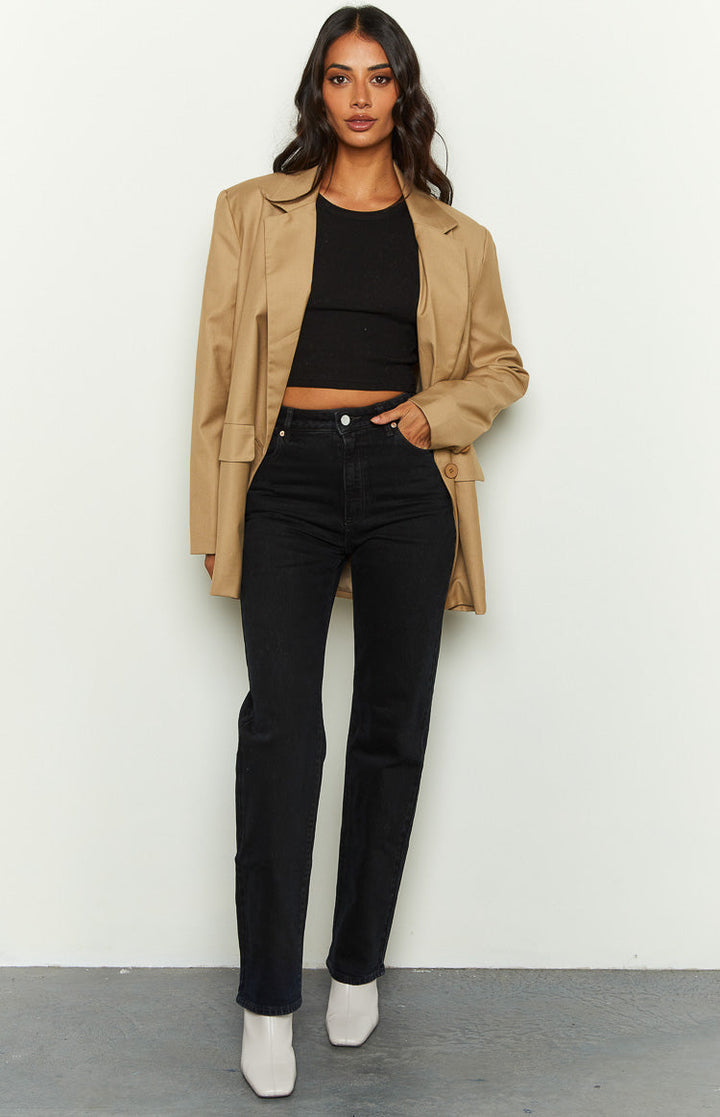 Abrand Chelsea Visoki Ravni Organski Crni Traperice