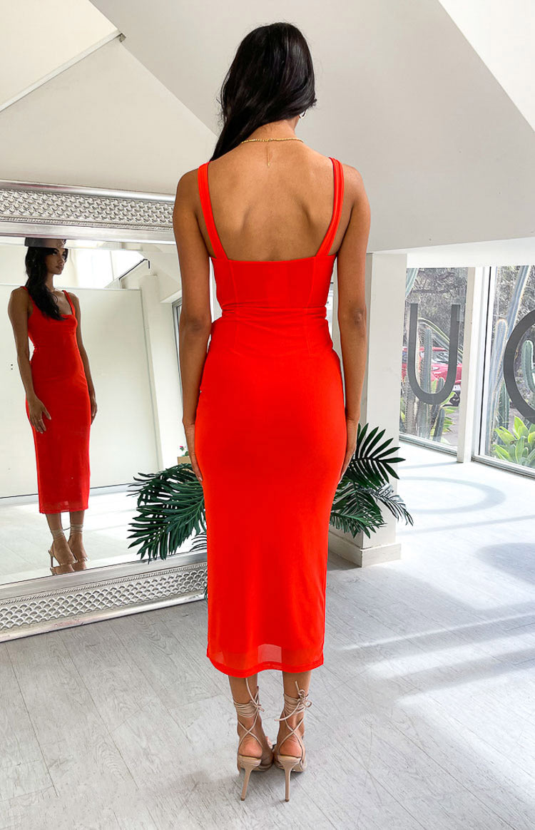 Amber Crveni Korset Formalna Maxi Haljina