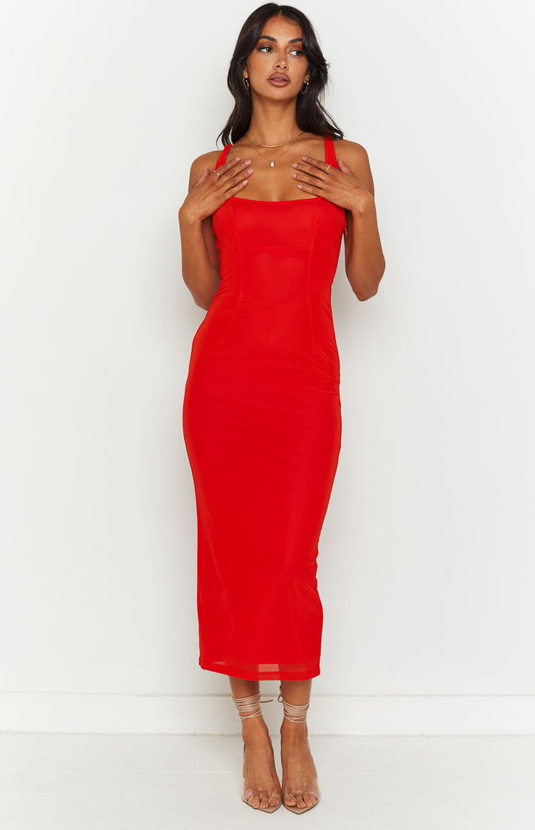 Amber Crveni Korset Formalna Maxi Haljina