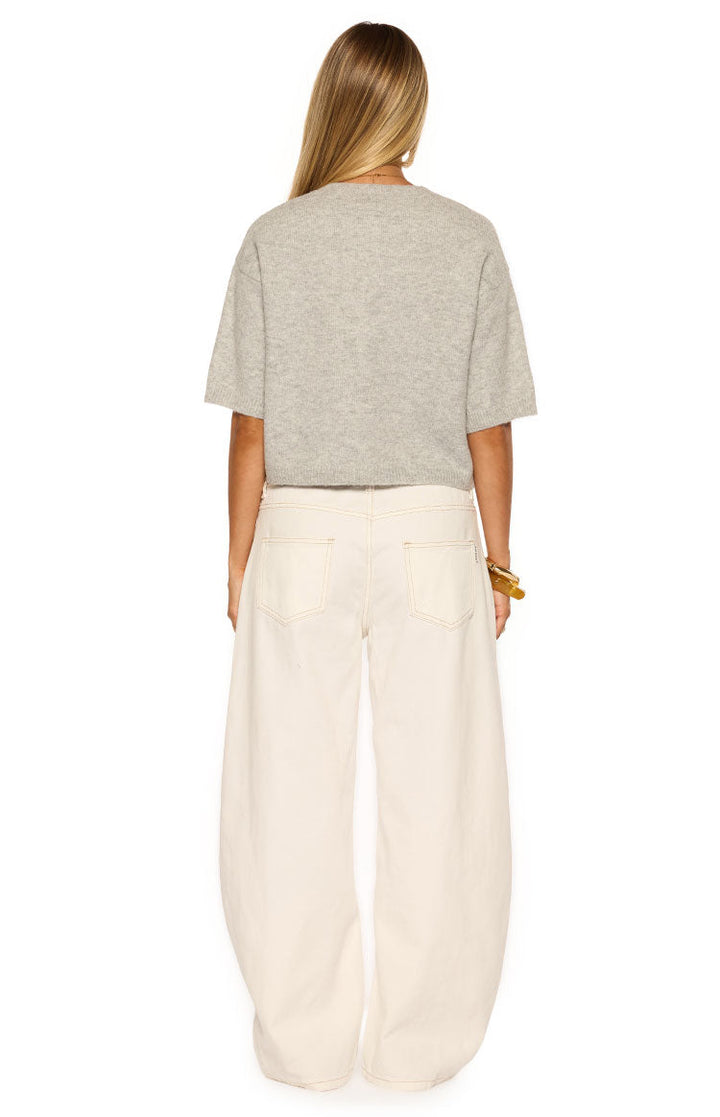 Aurelia Svijetlo Sivi Kratki Rukav Krojeni Kardigan