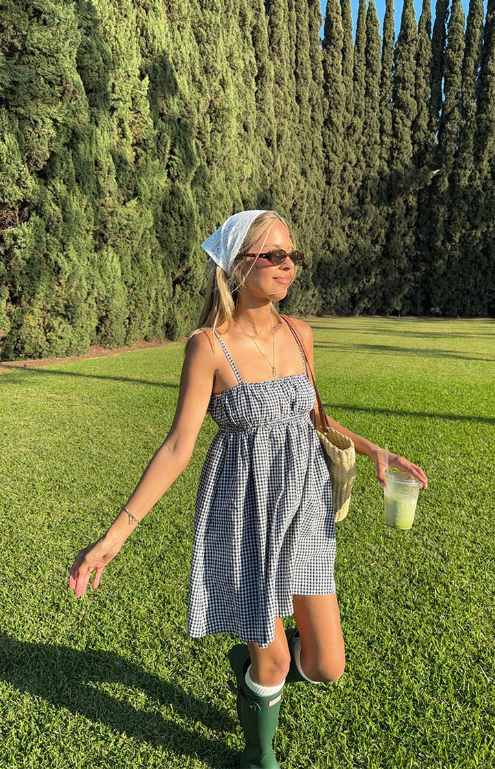 Avara Crna Karirana Mini Haljina