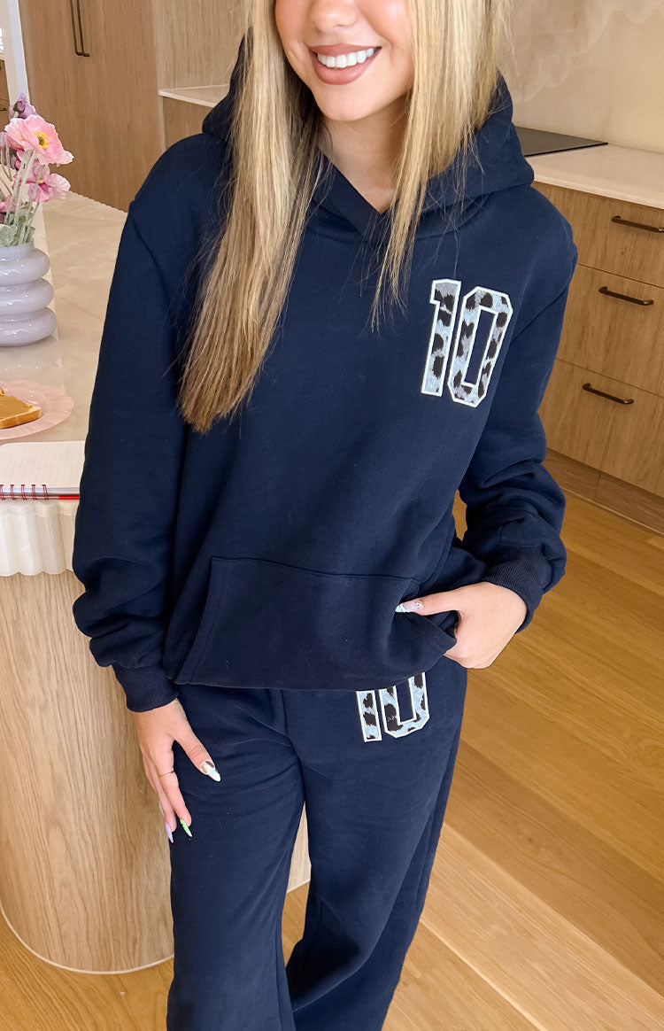Početni Hoodie s leopard uzorkom u mornarskoj plavoj