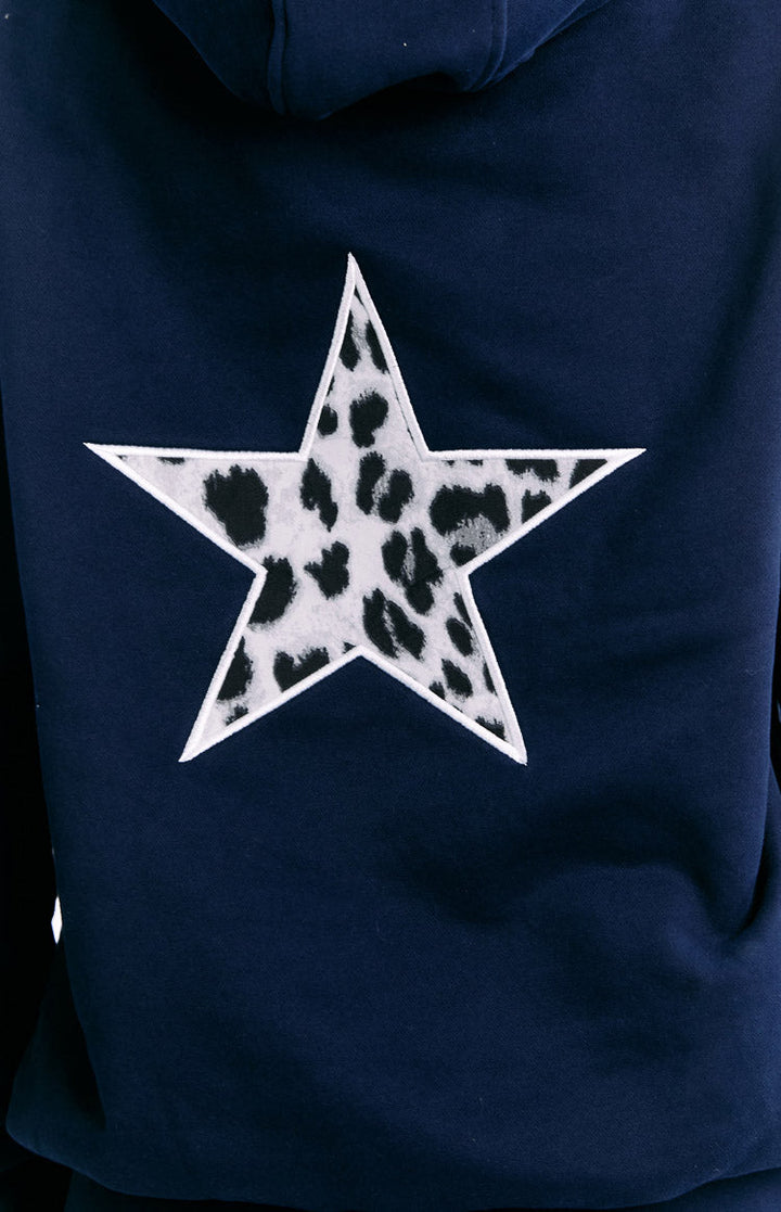 Početni Hoodie s leopard uzorkom u mornarskoj plavoj