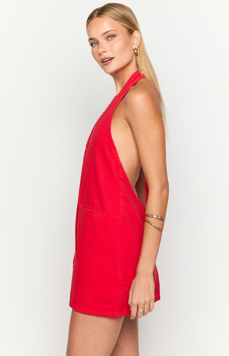 Corbin Crvena Traper Halter Mini Haljina