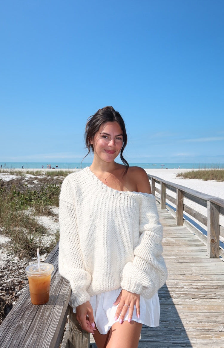 Delvey Krema Chunky Pleteni Pulover