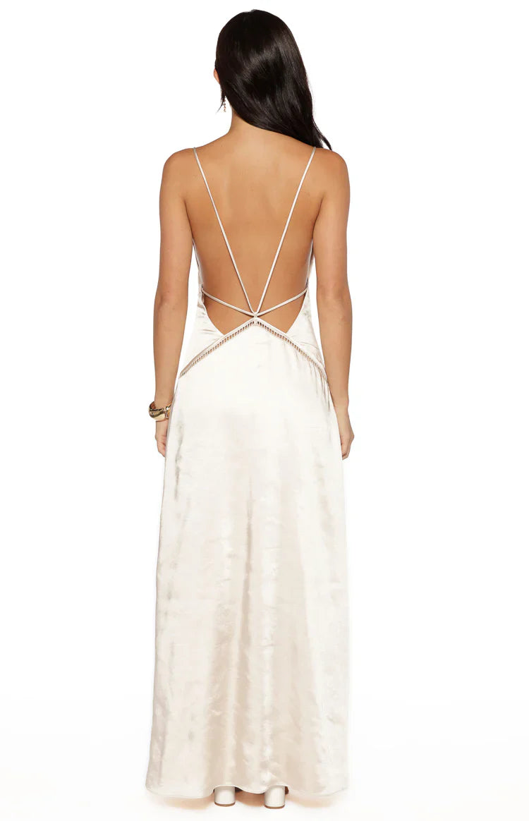 Kaitlynn Krem Saten Maxi Haljina - PRE NARUDŽBA