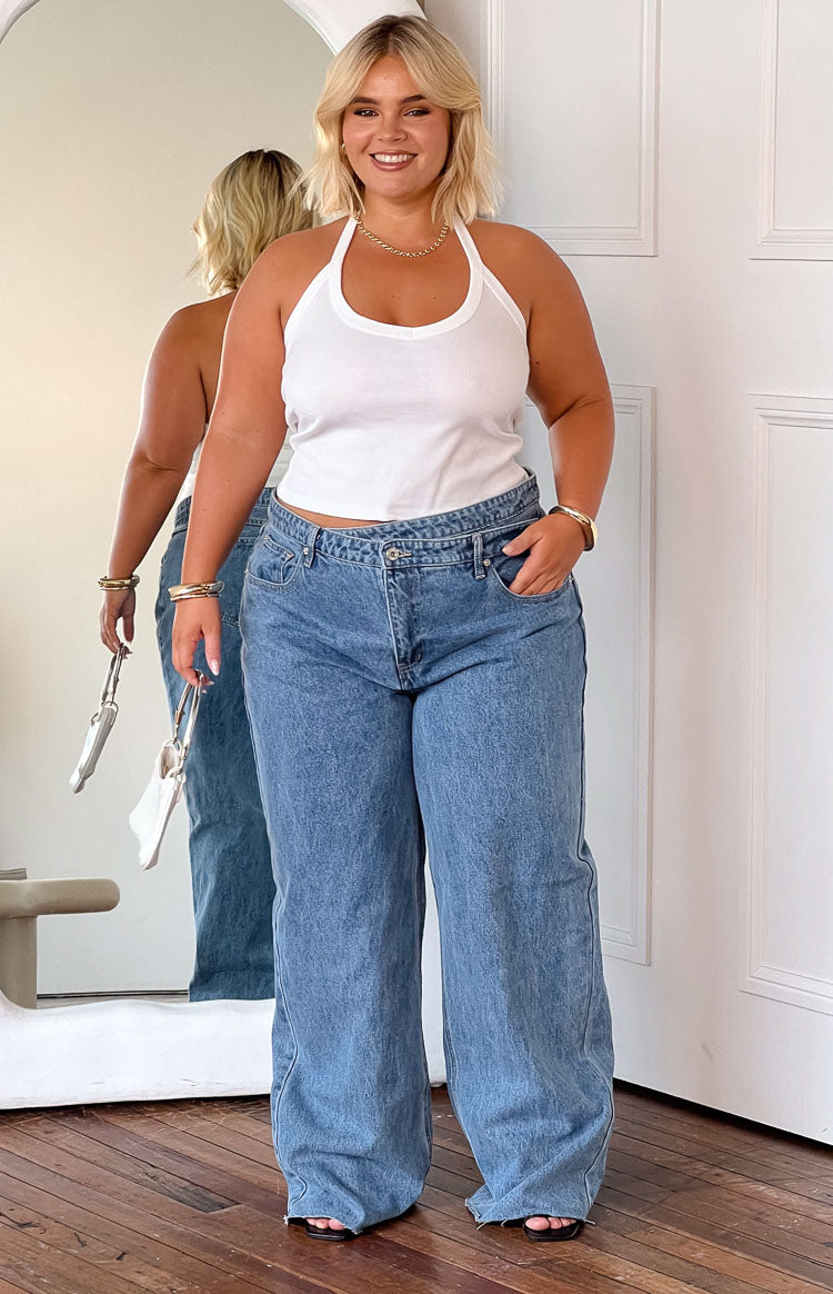 Kansis Blue Nepravilni Struk Traperice