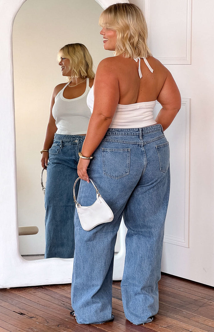 Kansis Blue Nepravilni Struk Traperice