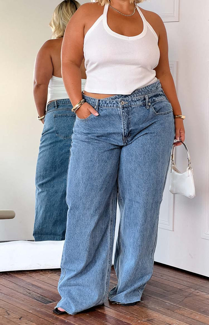 Kansis Blue Nepravilni Struk Traperice