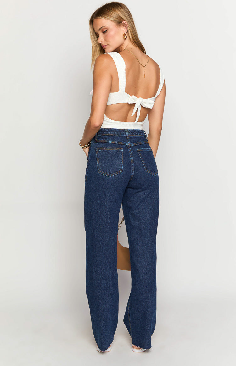 Kansis Tamnoplave Nejednako Strukirane Traperice