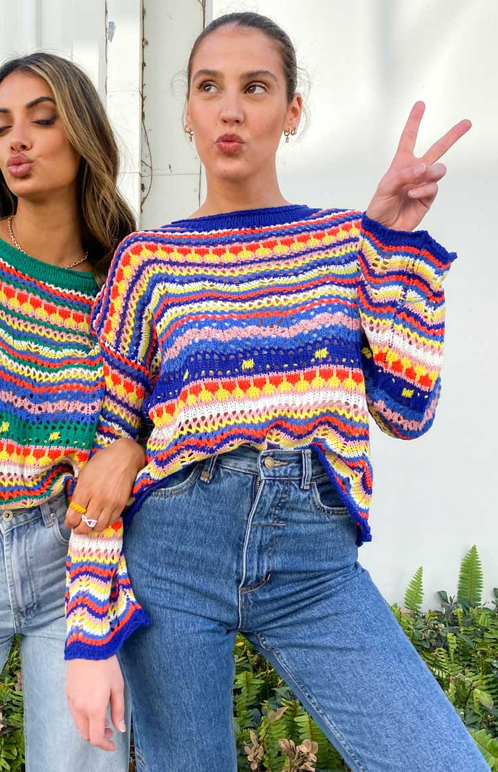 Dugi vikend pulover plavi