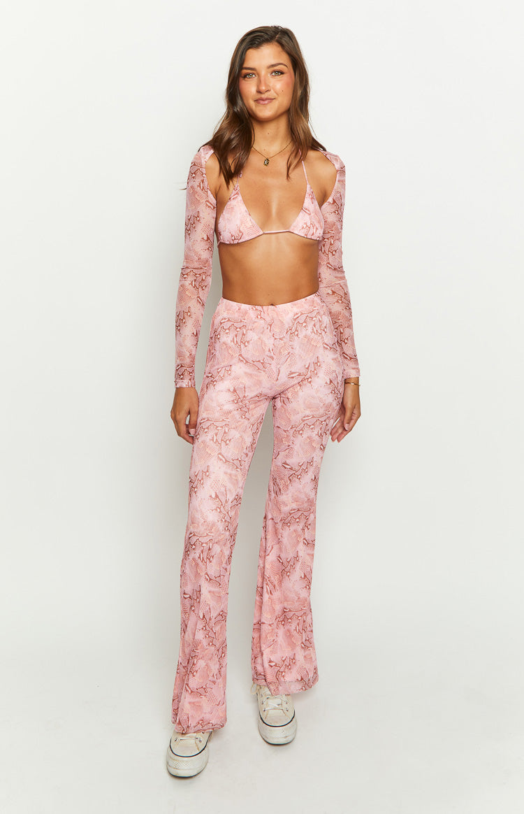 Glavni komad: Pink Swirl Snake Print Top i Bolero