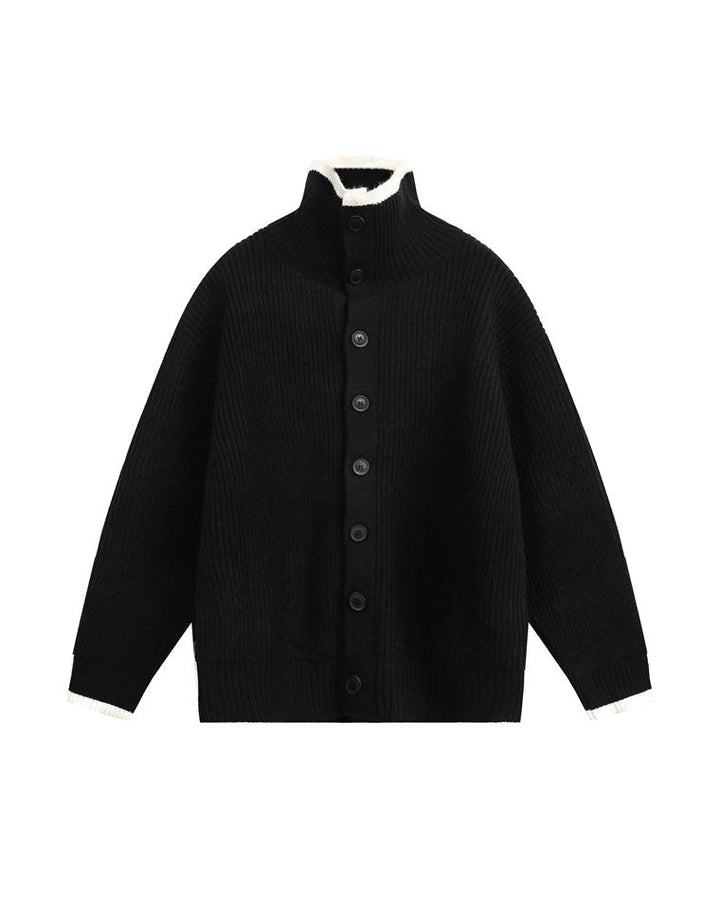 Jakna kardigan s visokim ovratnikom od pletene vune