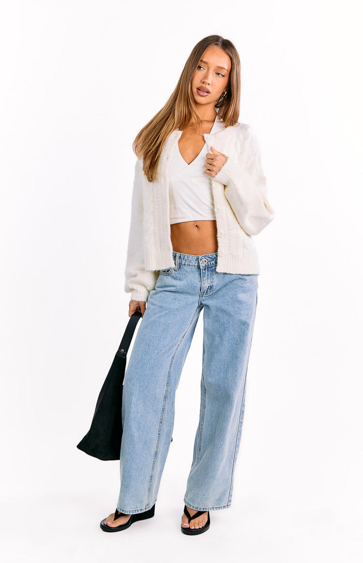 Percy kremasti pleteni kardigan