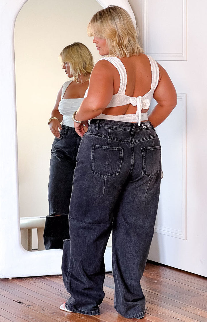 Robin široke traperice crne pranja