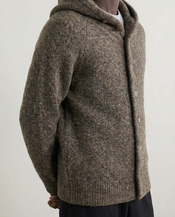 Velur pleteni kardigan s kapuljačom