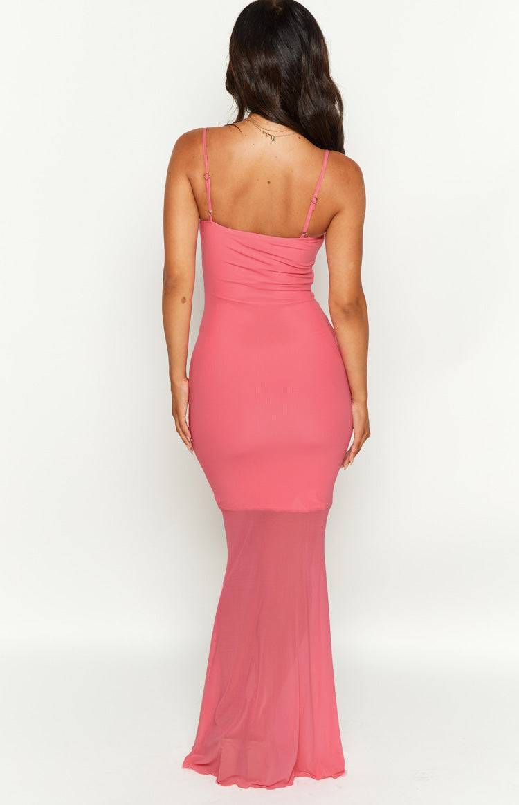 Veronica Pink Mesh Ruchirana Maxi Haljina