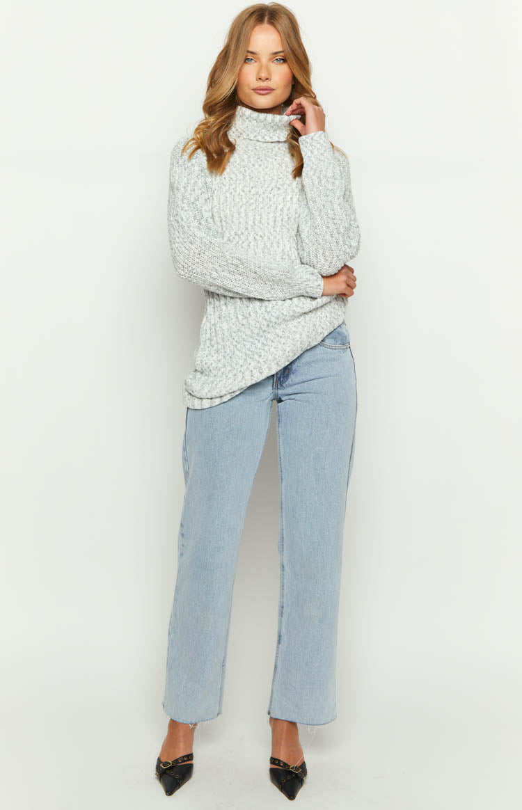 Xanthi Sivi Rolani Pulover Mini Haljina