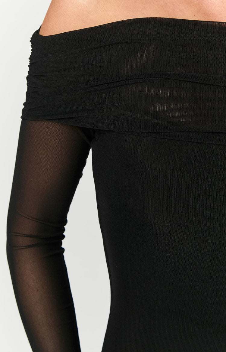 Crna Maxi Haljina s Dugim Rukavima